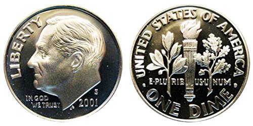 Сребърен десятицентовик 2001 г. с доказателство Рузвелт 10в DCAM Монетен двор на САЩ
