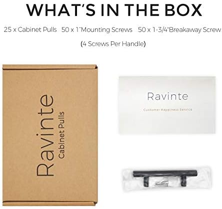 Ravinte 25 Опаковане. | 5 Матово Черен Шкаф С Дръжки от Неръждаема Стомана с Дължина 5 см, Кухненски Кутия