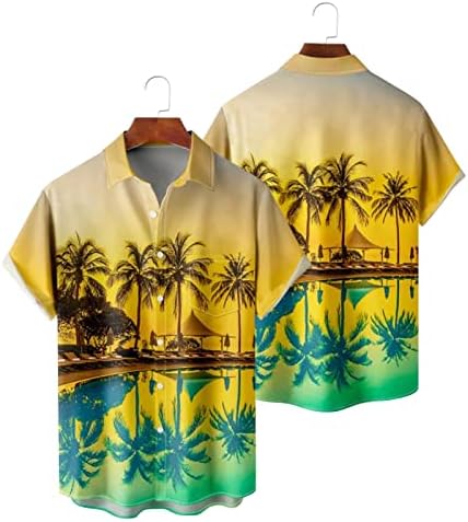 XXBR Мъжки Ризи За Боулинг, 2022 Нова Мъжки Хавайска Риза С Къс Ръкав Тропическо Дърво Копчета, Суров Ежедневни