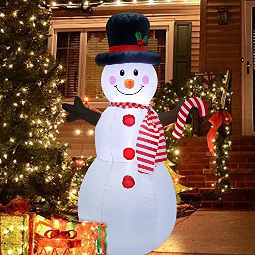 ATDAWN 5ft Коледни Надуваеми Надуваеми Декорации за Двор, Надуваем Снежен човек Коледна Украса Външно, Надуваем Снежен човек
