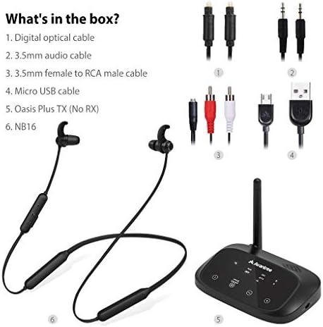 Безжични слушалки Avantree HT5006 за слушане на телевизора, подкрепа чрез предаване, Слушалки с шейным ръб в продължение на