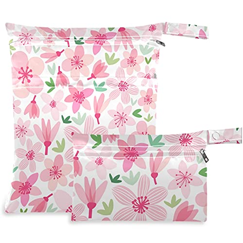 visesunny Розова Череша чанта с цветен модел, 2 бр., с джобове с цип, Моющаяся, Множество, Голям за Пътуване, плаж,