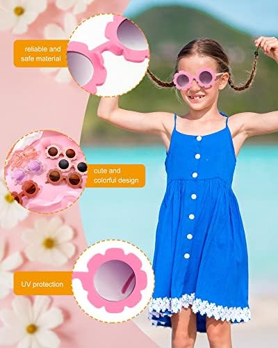 Cindeer 72 Чифта Детски Кръгли Слънчеви очила с цветя, Слънчеви Очила с цветя за Момичета, Големи Симпатични