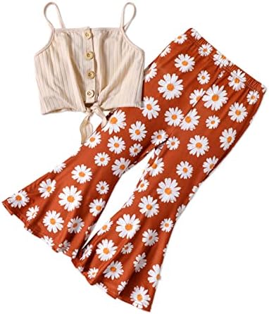 PATPAT/ Комплекти дрехи от 2 теми за малките момичета, на върха на бретелях с рюшами и изгорени панталони с Флорални