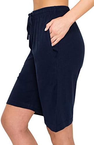 EttelLut - Женски Удобни Ластични панталони-бермуди с дължина до коляното с джобове и завязками - Отлично подходящ за тренировки