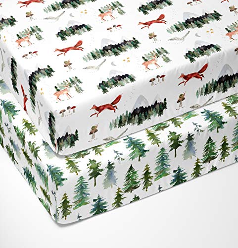 Кърпи за стандартна яслите Киселец + папрат от 2 опаковки - Woodland Forest Animals (Фигура горски животни) - Маслен Мек