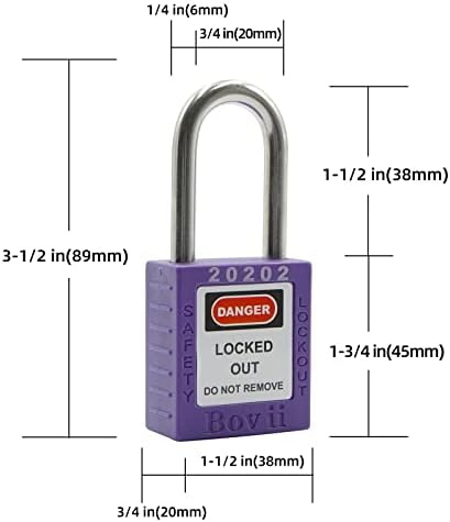 Boviisky 10 Лилав цвят, С различни ключове, 2 ключа За заключване, Заключване, отговарящи на стандарт OSHA