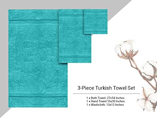 Кърпи Bazaar от турски памук Премиум-клас, сверхмягкие и абсорбиращи (Комплект кърпи от 3 теми, цвят на морска вълна)