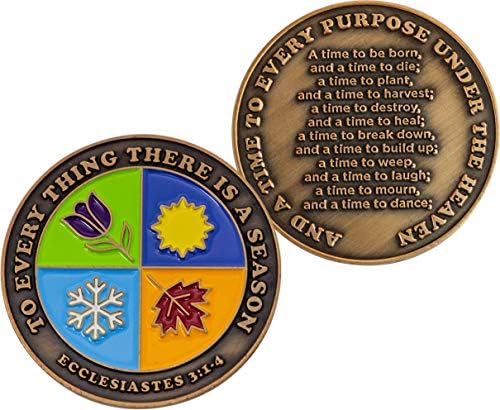 Християнската монета Season for Everything, Обемна опаковка от 3 броя, Джобен знак за насърчаване на Seasons of Life, Религиозен