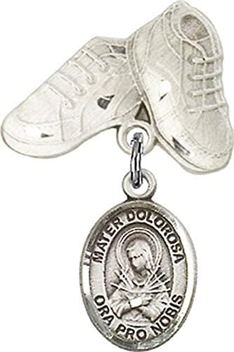 Детски икона Jewels Мания с чар Mater Dolorosa и игла за детски сапожек | Детски икона от сребро с чар Mater