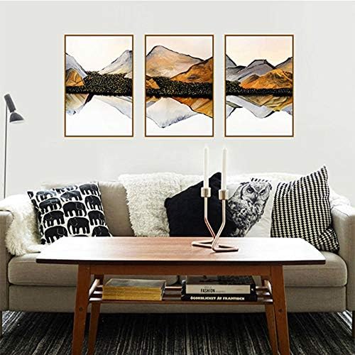 Декоративни картини Прост Планински Платно на Стенно изкуство, 3, Панел Абстрактна Пейзаж Маслени Картини на Селска
