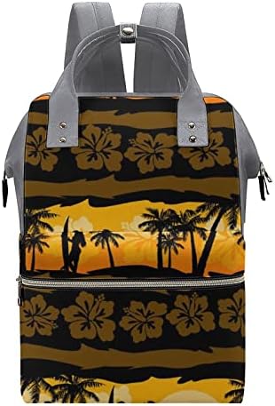 Тропически Франжипани с Палми Sunrise Чанта за Памперси Раница Водоустойчива Чанта За Майките Раница с Голям Капацитет