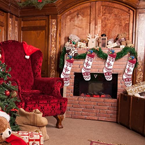 Коледни Чорапи, Големи Фланелен Чорапи в Клетката, Бижута, Червени, Черни Коледни Чорапи, Окачени Украса, Украса за Коледното