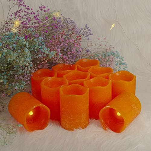 Йо.Dean Беспламенные Led Свещи, работещи На Батерии Orange Електрическа Свещ, Ръчно изработени в Сноп от Този Восък с