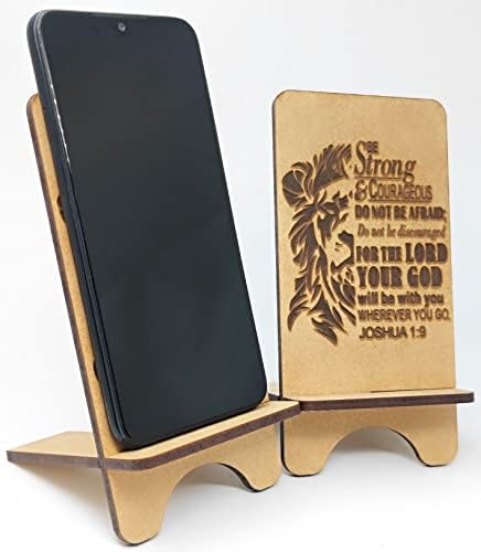 Дървена зарядно устройство за телефон - Бъди силен и смел Дървена устойчива на плъзгане стойка за таблет за мобилен