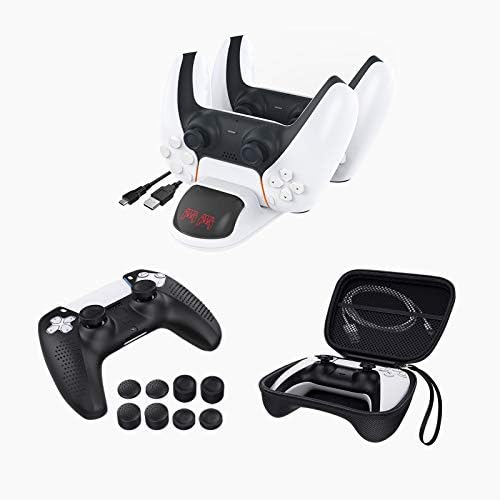 Комплект MoKo контролера на Sony Playstation 5 (PS5) 2020, 1 Силиконов калъф + 8 капсули за улавяне на палеца