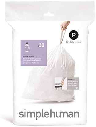 торби за боклук с завязками simplehuman Code K индивидуална монтаж, 35-45 литра / 9-12 литра, Бели, количество