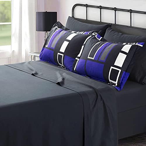 ARTALL Комплект спално бельо Легло в леглото от 6 теми, синьо-сиво, Черно, в клетката, комплект спално бельо