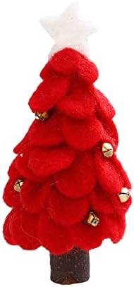 Зловеща Скулптура От Филц Коледно Дърво Настолна Коледно Дърво Със Звънци Червена Изкуствена Коледна Елха Малка