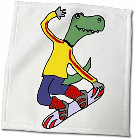 3dRose Забавен Анимационен за сноуборд с динозавром тиранозавър рекс rex - Кърпи (twl-275782-3)