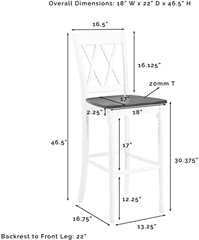 Набор от продуктова столове Crosley Furniture Shelby (комплект от 2 стола), 30 инча, изтъркан бял