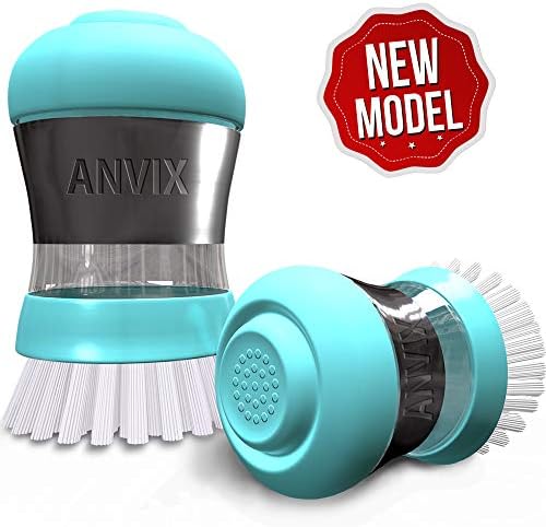 Четка за ръце ANVIX с дозатор сапун 4 на опаковката (цвят Тифани 2) (Сив цвят 2 опаковки)