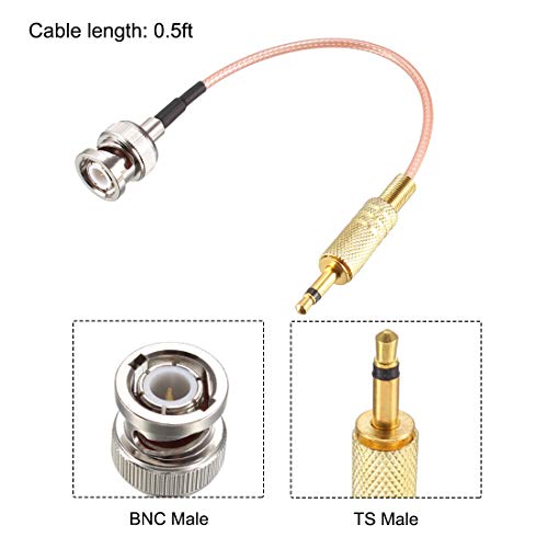 uxcell BNC Plug 3.5 mm (1/8 ) Моно TS Включете Коаксиален аудио кабел за захранване от 0,5 метра 2 елемента
