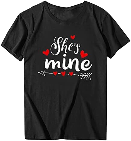She ' s Mine Тениска за възрастни на Ден на Св. Валентин, Блуза, Мъжки Ежедневни Ризи С Писмото Принтом,