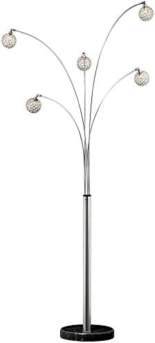 Possini Euro Design Allegra Модерен Дъга, под лампа Средата на века Дърво 5-Светлинно 88 Високо Хромированное Основа от