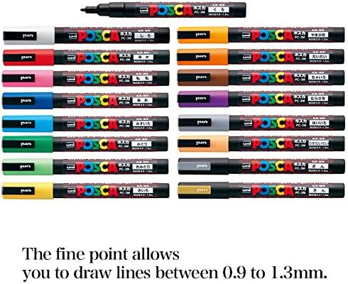 Дръжка-Маркер за рисуване Posca, Комплект от 24 Цвята Fine Point PC-3M Японския Вътрешен Пазар, Внос Япония С Оригиналните