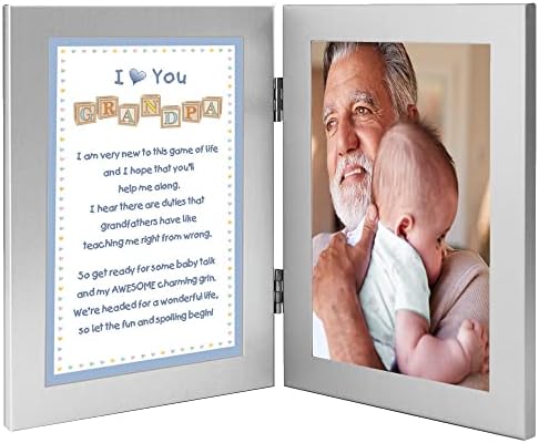 Поетичен Подаръци Нов подарък от Дядо на Внук-Момче, Добави снимка с размери 4x6 Инча в Двойна рамка