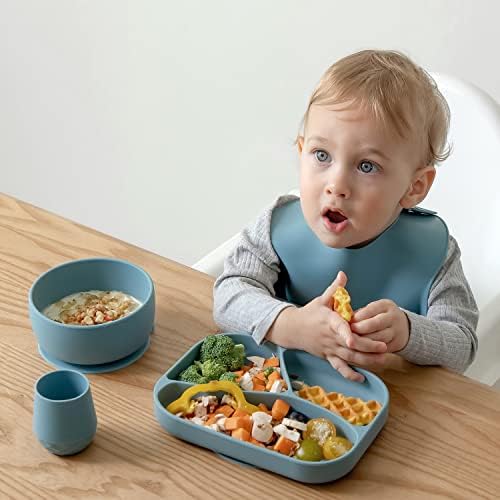 Силиконовата Издънка SAMiGO за бебета и малки деца | Разпределена чиния за самостоятелно хранене | Детско ястие за самостоятелно