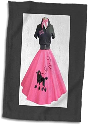 3dRose Florene Петдесетте - Розова пола-пудел в стил Ретро - Кърпи (twl-37278-1)