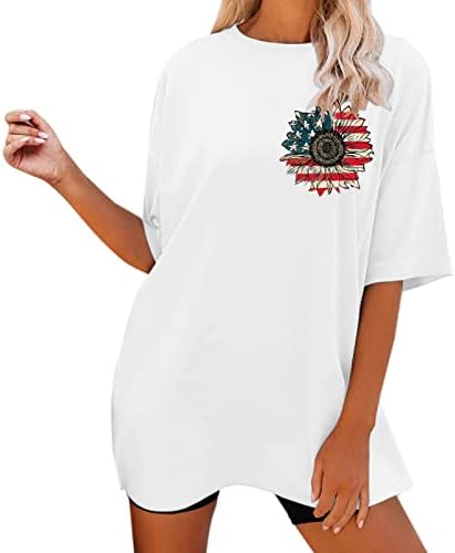 Пълни Тениски за Жени, Дамски Модни Свободни Ризи Оверсайз с Къс Ръкав, Блузи, Графична Памучен Тениска, Дамска Дълга