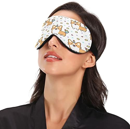 Маска за очи xigua Elsh Corgi Sleeping Eyes Mask с Регулируема Каишка, Дишаща Затемняющая Удобна Маска за Очи