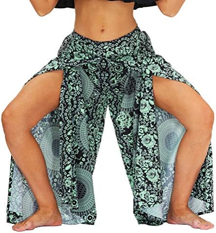 Дамски спортни Панталони за Йога GLUDEAR с принтом Дворец в стил Бохо с цепка Отстрани и Широки Штанинами GLUDEAR