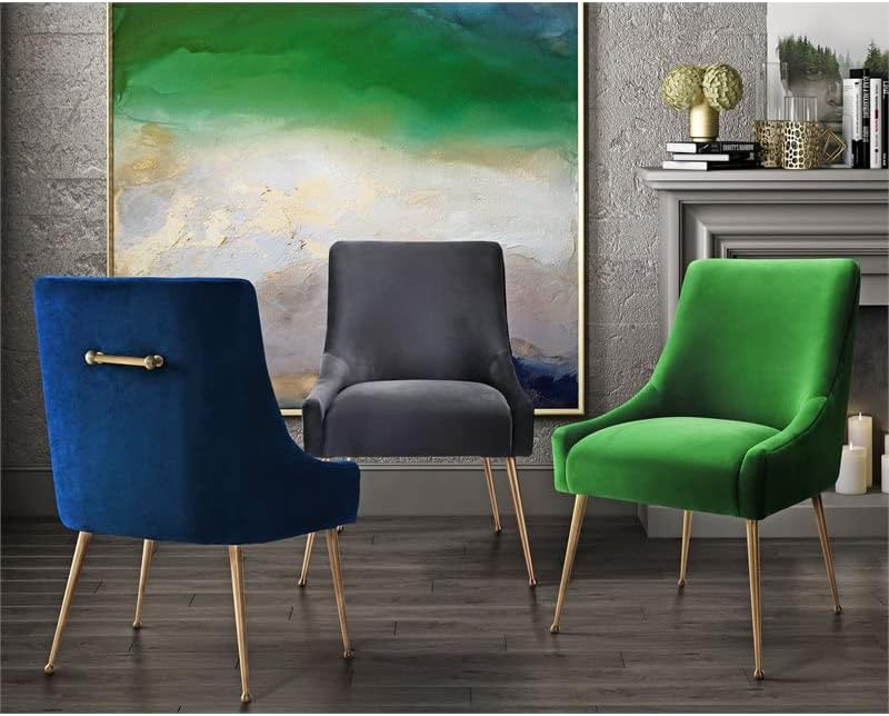 Мебели Tov Колекция Beatrix за дневна в модерен стил, странично кресло с кадифена тапицерия, тъмно син