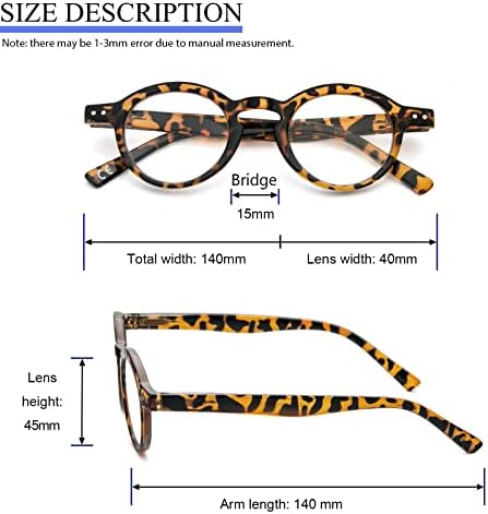 KoKoBin, 4 опаковки малки кръгли очила за четене, удобно е с цветна стилни рамки за четене за жени