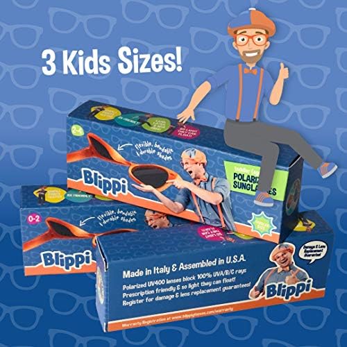 Слънчеви очила Blippi - Неразрушаемые, Поляризирани, Оранжеви очила за деца с черни лещи