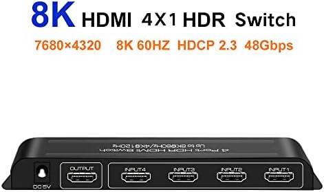 KAGAUOAS 4 порта 8K HDR HDMI Превключвател HDMI 2.1 Превключвател Поддържа 4320P 50/60 Hz (YCC420) и HDR/Dolby