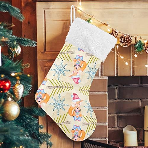 Коледни Чорапи PIMILAGU Xma Коледа Fox, 1 Опаковка, 17,7 инча, Окачени Чорапи за Коледна украса