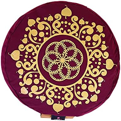 Възглавница за медитация Cudegui Zafu, изпълнен с утайка от обвивката и Защитно Дизайнерски калъф с принтом (сребрист)