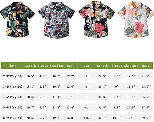 Хавайски Ризи с копчета за момчета и мъже, Ежедневни Риза Aloha с къс ръкав и цветна Принтом, 2 Г. - Men 2XL
