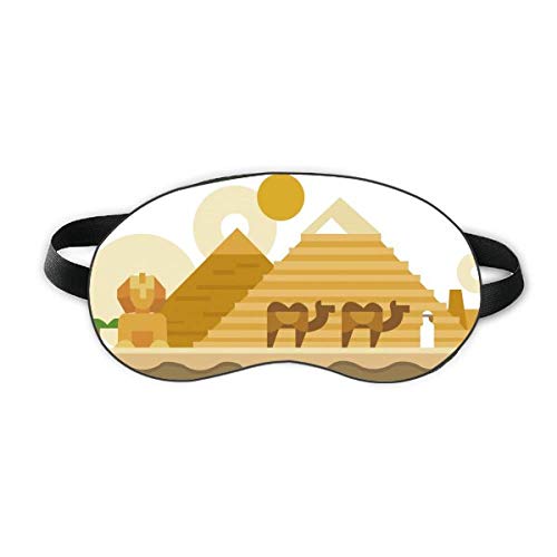Египет Жълто-Зелени Сфинкса Пирамида Camel Сън Щит За Очите Мека Нощна Превръзка На Очите На Сивата Чанта За Носене