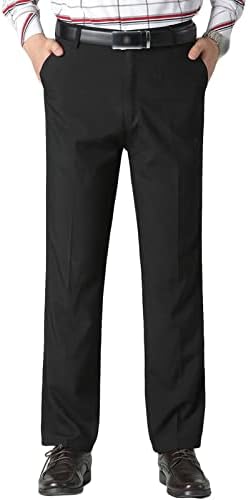 Maiyifu-GJ Мъжки Обикновен панталон-Участък с 4 Ленти Директно Намаляване, Модел Панталони с плоска предна част, Бизнес Ултра