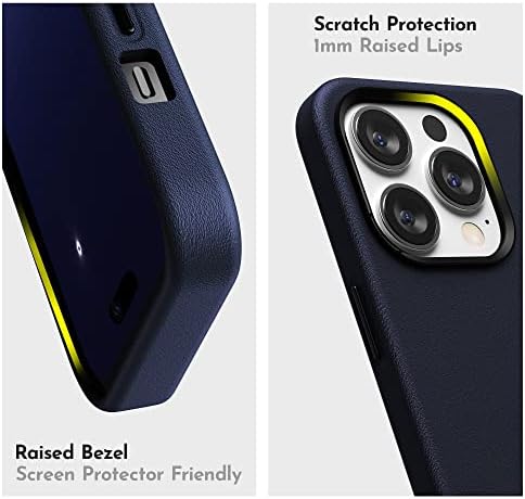 Калъф SURPHY разработена за iPhone 14 Pro Max от изкуствена кожа със Защитно фолио за екрана (6,7 инча), с Метални копчета