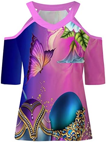 Женска Тениска С Къс Ръкав и отворени Рамене, Върхове с образа на Пеперудите, Тениски С Дълбоко V-образно деколте