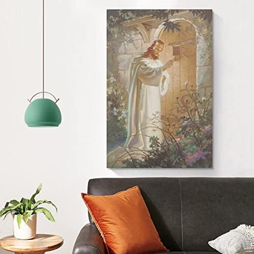 Исус Чука на вратата Картина на Исус Христос Плакат Картина на Платното за Печат Стенно Изкуство Домашна стая D Печат върху