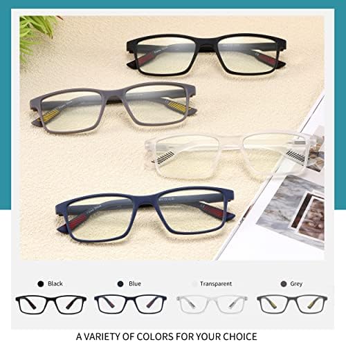 IVNUOYI 4 Опаковки Очила за четене, Блокиране на Синя Светлина, Ридеры за мъже, Леки Компютърни Очила с Пружинным тръба на