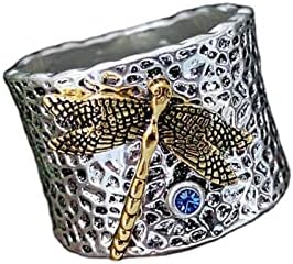 Сребърен Пръстен със Син диамантен пръстен, Пръстен от Сребро, Златен Пръстен с Диамант, Пълен Пръстен с Пеперуда